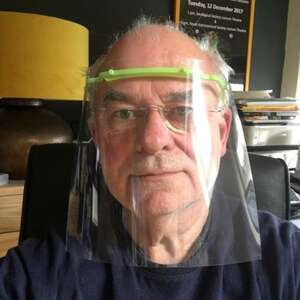 Mark Wrigley wearing one of his 3D printed medical visors