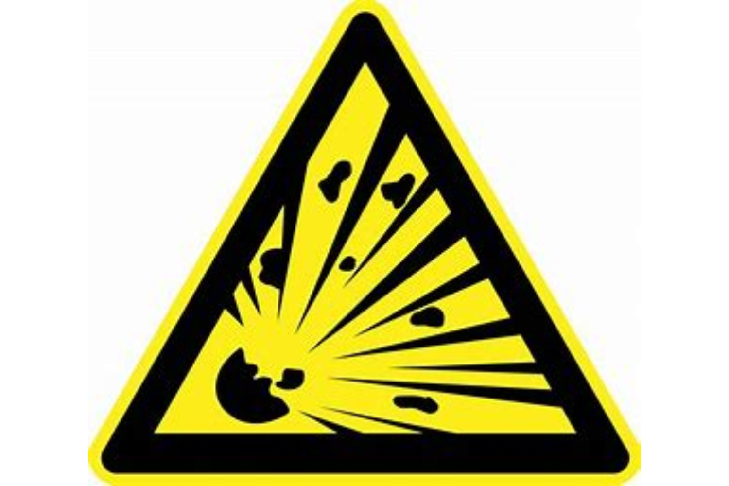 Yellow triangle sign showing an explosion