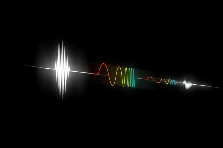 Artist's depiction of the wavelengths of light in a laser beam.
