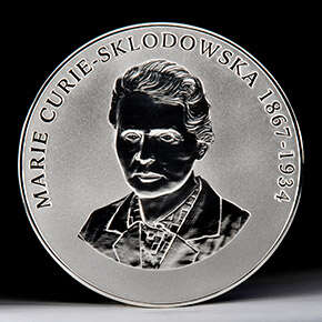 The inscription on the medal reads: Marie Curie Sklodowska Medal 1867 to 1934