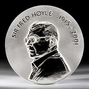 The inscription on the medal reads: Sir Fred Hoyle 1915 to 2001