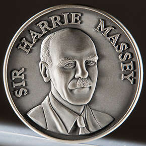 The inscription on the medal reads: Sir Harrie Massey
