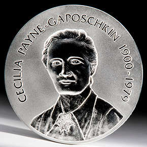 The inscription on the medal reads: Cecilia Payne Gaposchkin 1900 to 1979.