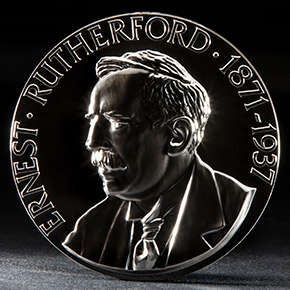 The inscription on the medal reads: Ernest Rutherford 1827 to 1937