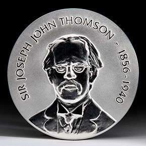 The inscription on the medal reads: Sir Joseph John Thomson 1856 to 1940