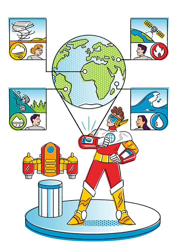 Claire Burke superhero avatar illustrating the battle against climate change
