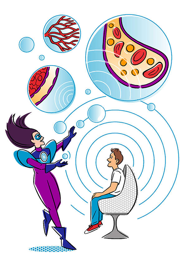 Kirsten Christensen-Jeffries superhero avatar illustrating micro-bubbles