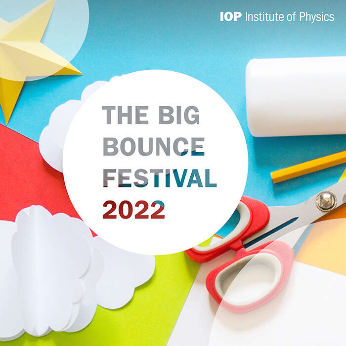 The Big Bounce festival 2022 logo depicting scissors, glue, a pencil and paper