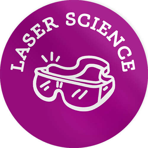 IOP laser science role models sticker showing safety glasses