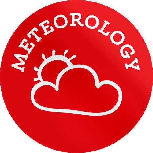 IOP meteorology role models sticker showing the sun half behind a cloud